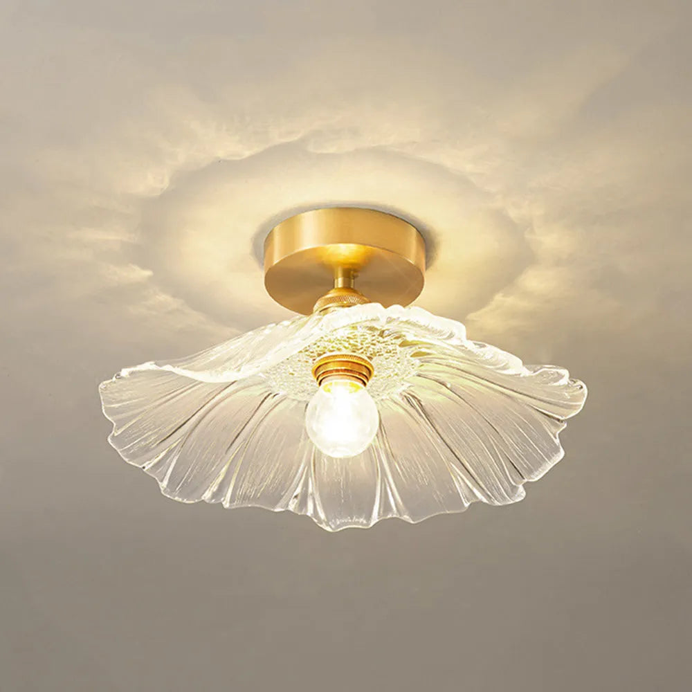 Pendant Light | Flower-Shaped Glass & Brass Accents | Three-Colour Switch