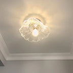 Pendant Light | Flower-Shaped Glass & Brass Accents | Three-Colour Switch