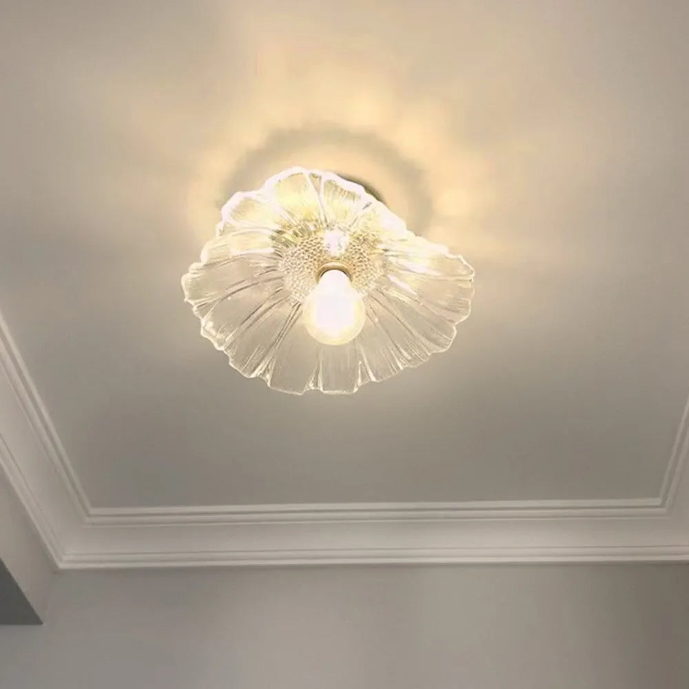 Pendant Light | Flower-Shaped Glass & Brass Accents | Three-Colour Switch