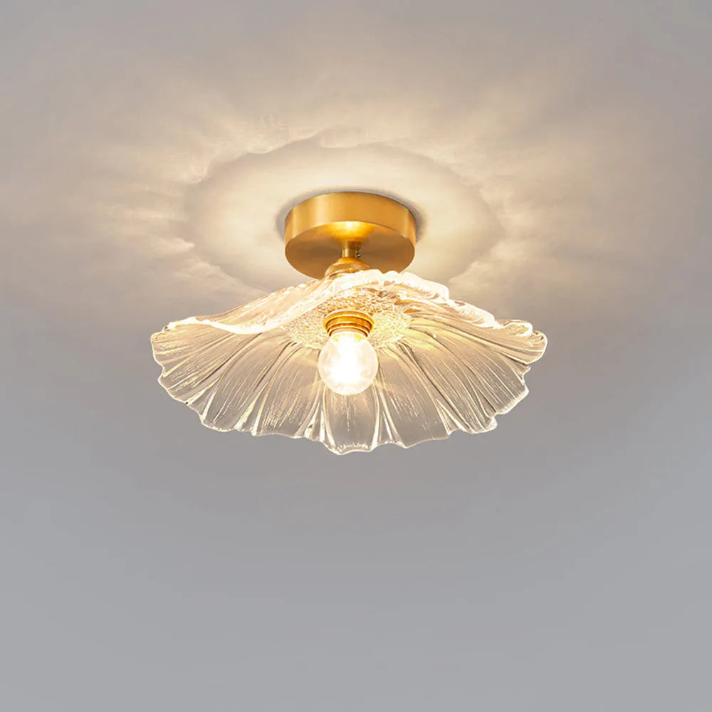 Pendant Light | Flower-Shaped Glass & Brass Accents | Three-Colour Switch
