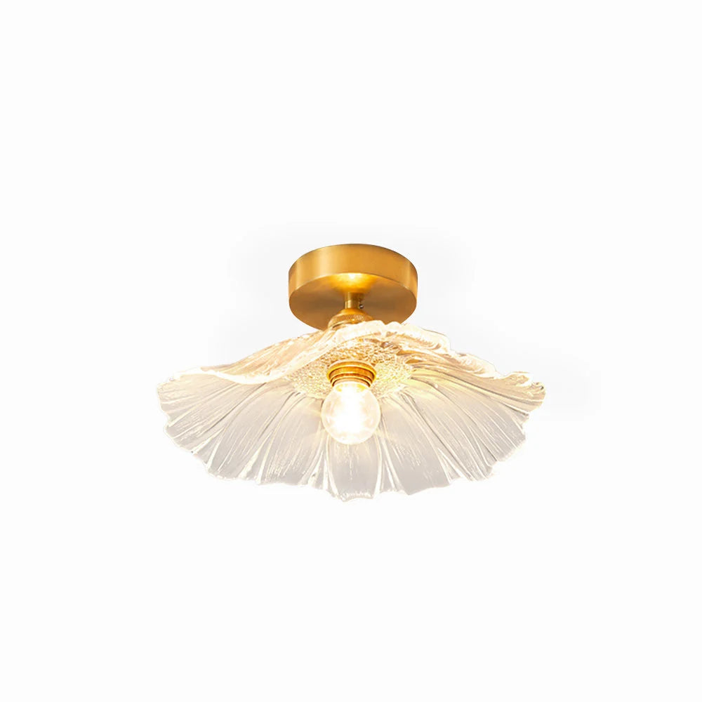 Pendant Light | Flower-Shaped Glass & Brass Accents | Three-Colour Switch