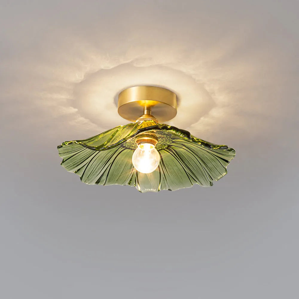 Pendant Light | Flower-Shaped Glass & Brass Accents | Three-Colour Switch