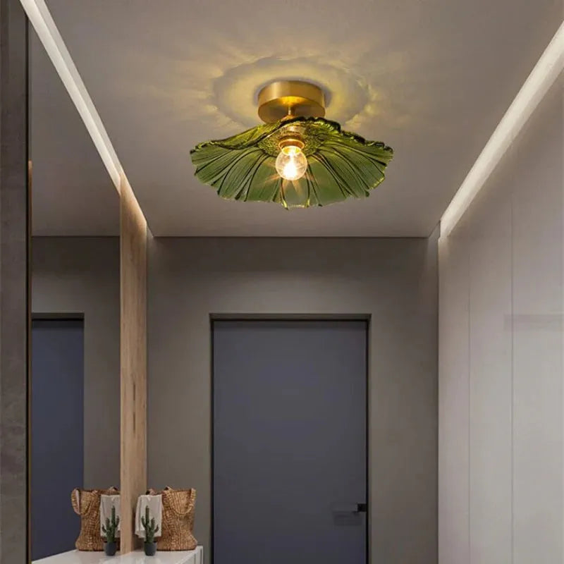 Pendant Light | Flower-Shaped Glass & Brass Accents | Three-Colour Switch