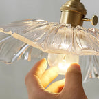 Pendant Light | Flower-Shaped Glass & Brass Accents | Three-Colour Switch