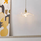 Pendant Light | Flower-Shaped Glass & Brass Accents | Three-Colour Switch
