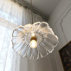 Pendant Light | Flower-Shaped Glass & Brass Accents | Three-Colour Switch