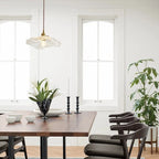 Pendant Light | Flower-Shaped Glass & Brass Accents | Three-Colour Switch