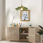 Pendant Light | Flower-Shaped Glass & Brass Accents | Three-Colour Switch