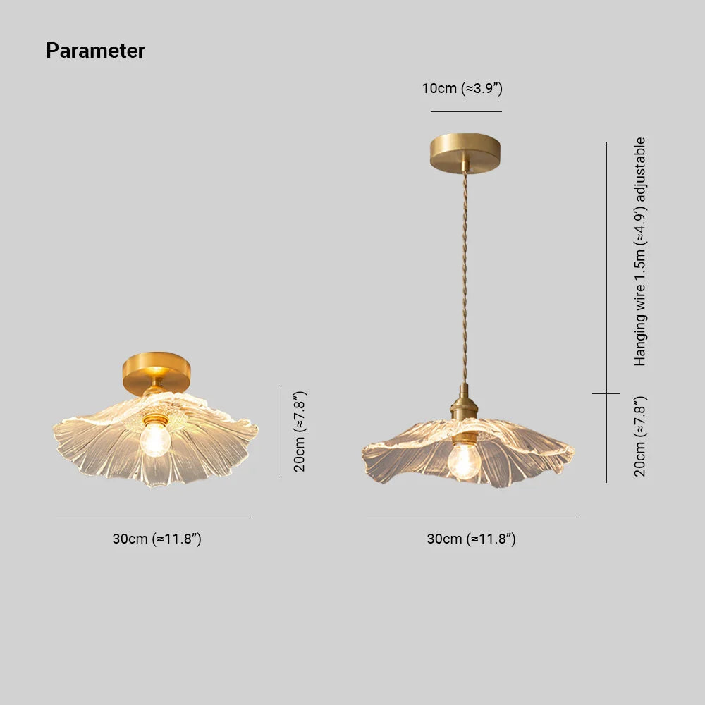 Pendant Light | Flower-Shaped Glass & Brass Accents | Three-Colour Switch