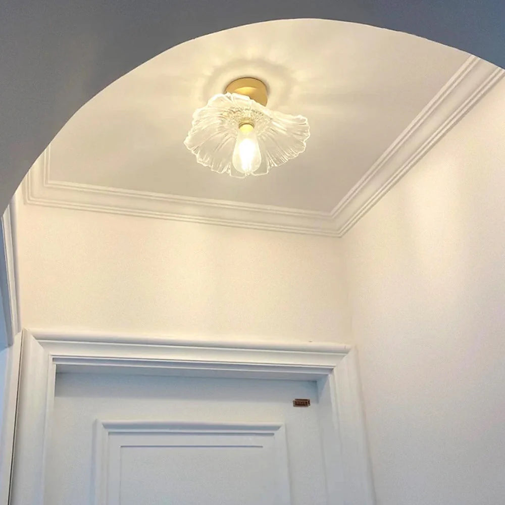 Pendant Light | Flower-Shaped Glass & Brass Accents | Three-Colour Switch