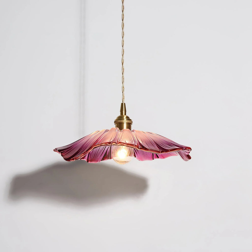Pendant Light | Flower-Shaped Glass & Brass Accents | Three-Colour Switch