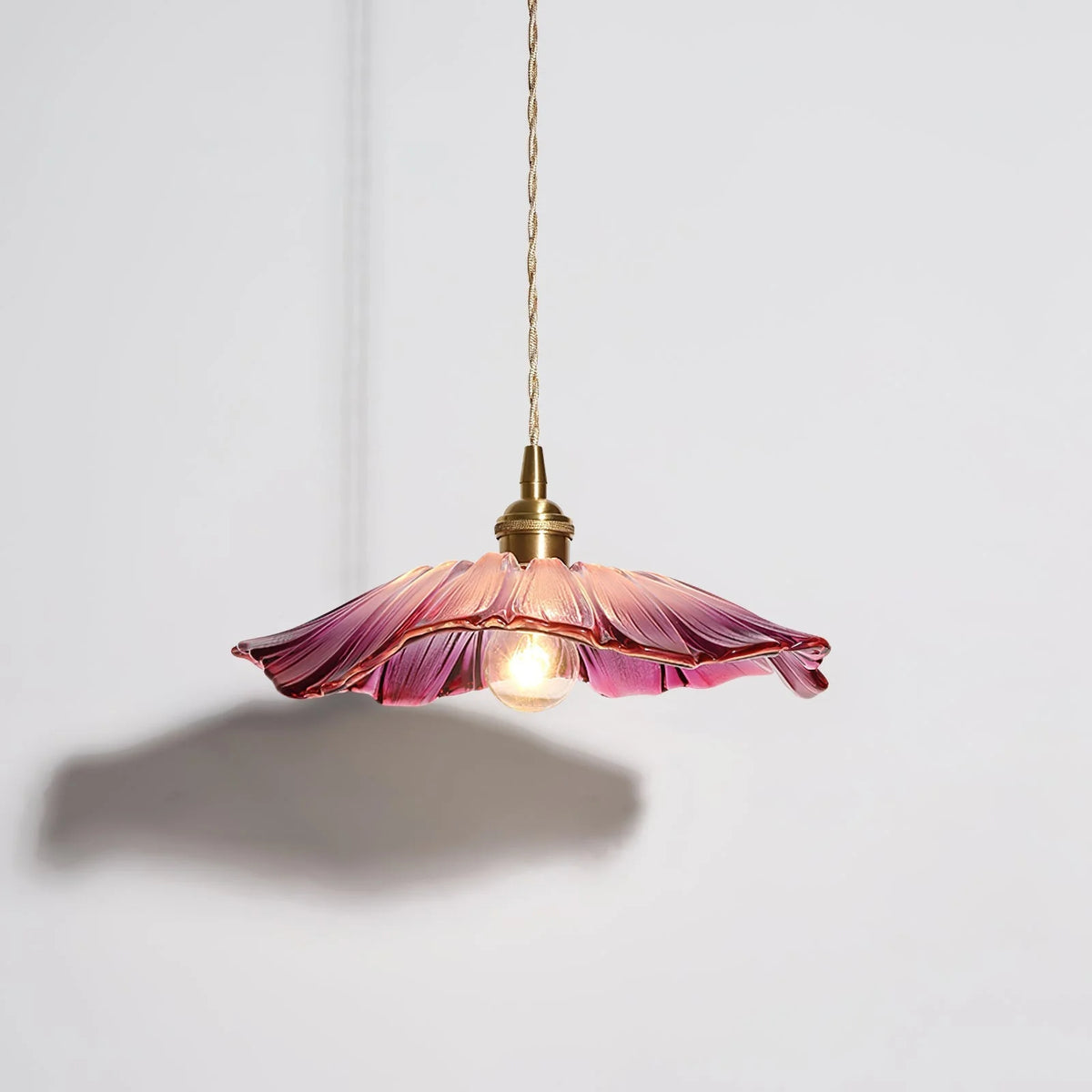 Pendant Light | Flower-Shaped Glass & Brass Accents | Three-Colour Switch