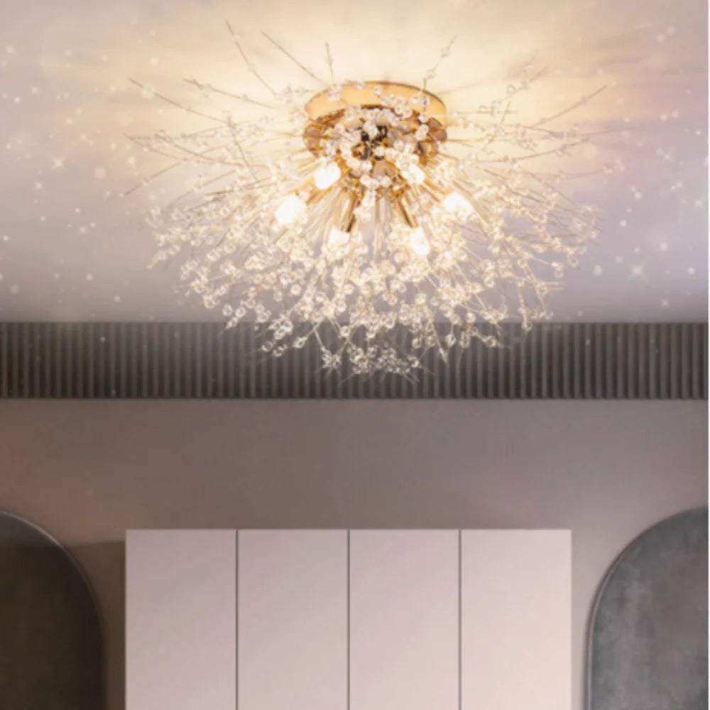 Pendant Light | Vintage Starburst Metal & Acrylic | LED Bulb Included