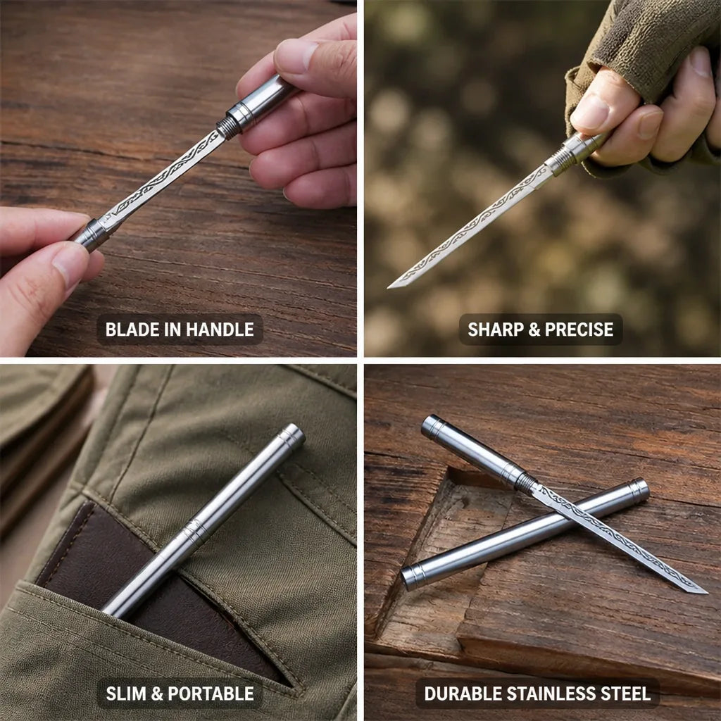 Pocket Knife with Blade Stored in Handle