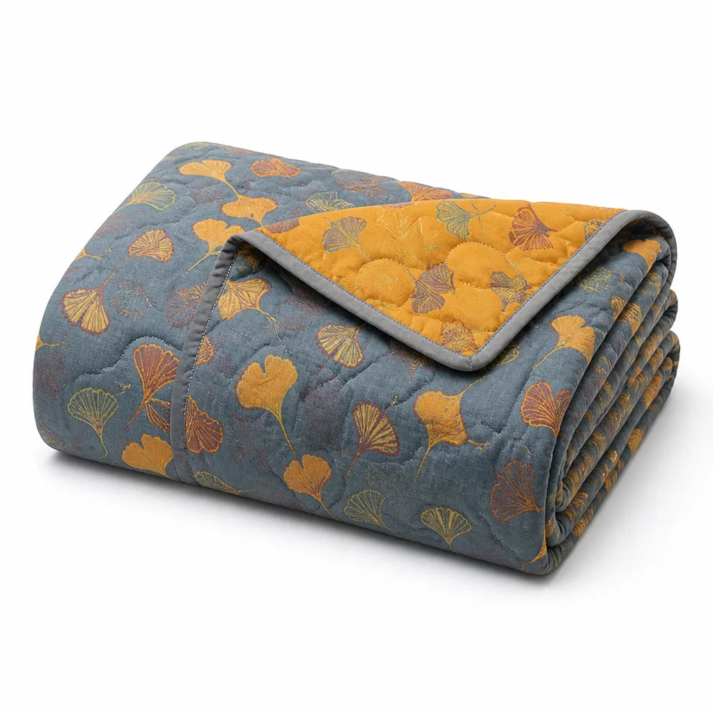 Quilt with Ginkgo Leaf Pattern