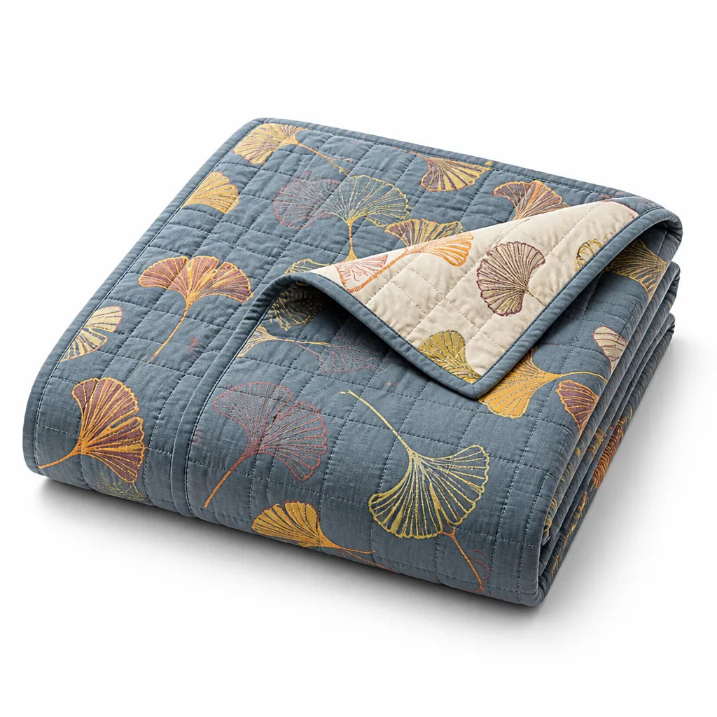 Quilt with Ginkgo Leaf Pattern