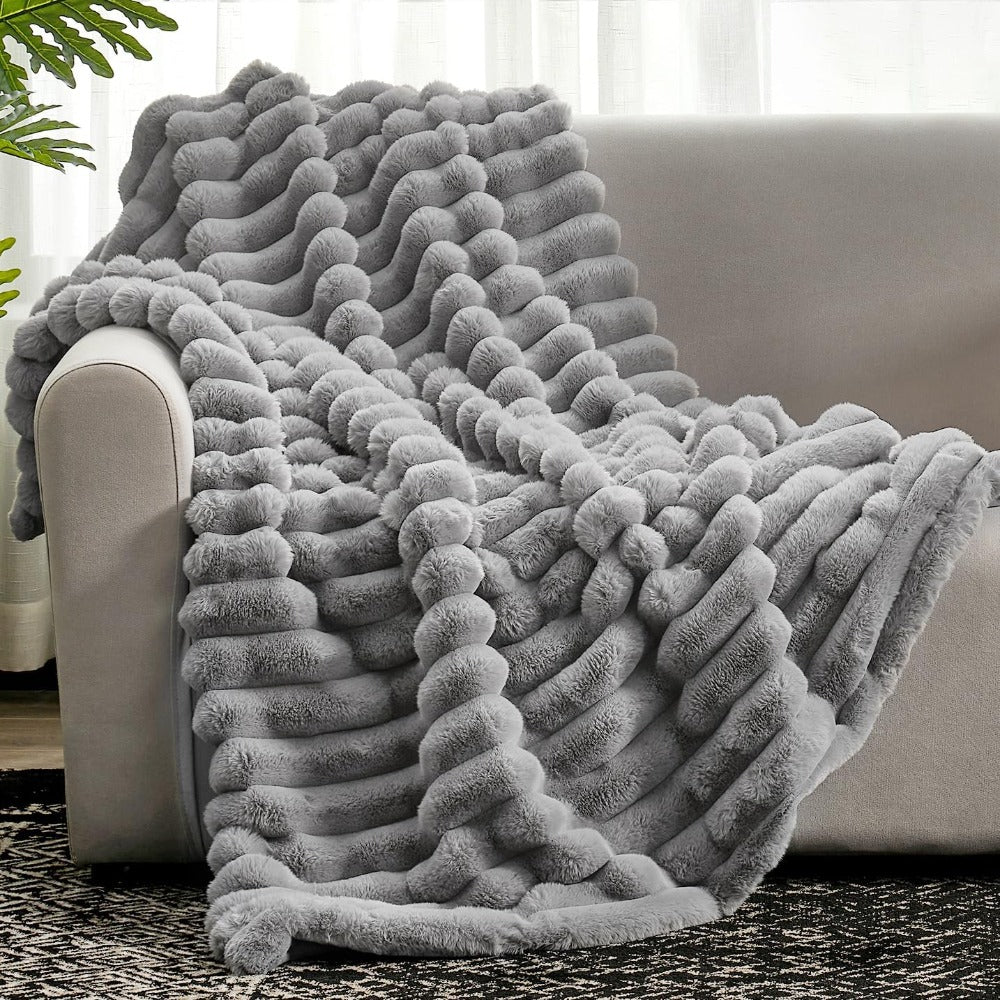 Raised Ribbed Throw Blanket