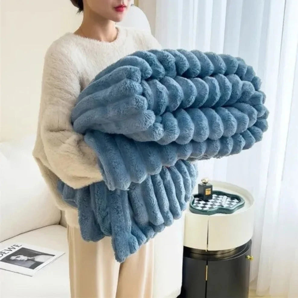 Raised Ribbed Throw Blanket