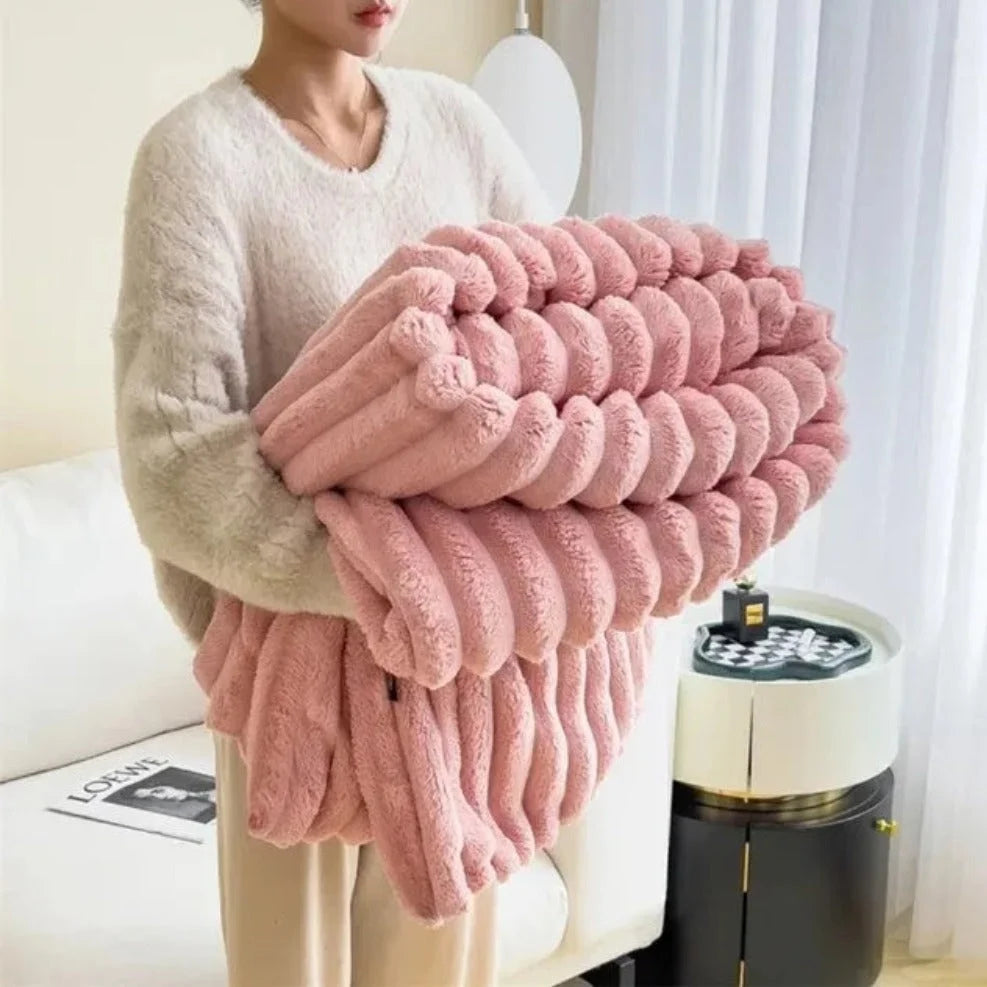 Raised Ribbed Throw Blanket