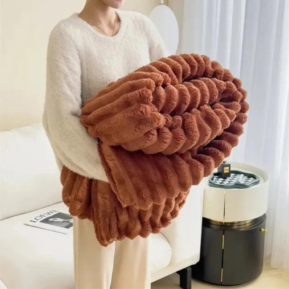Raised Ribbed Throw Blanket