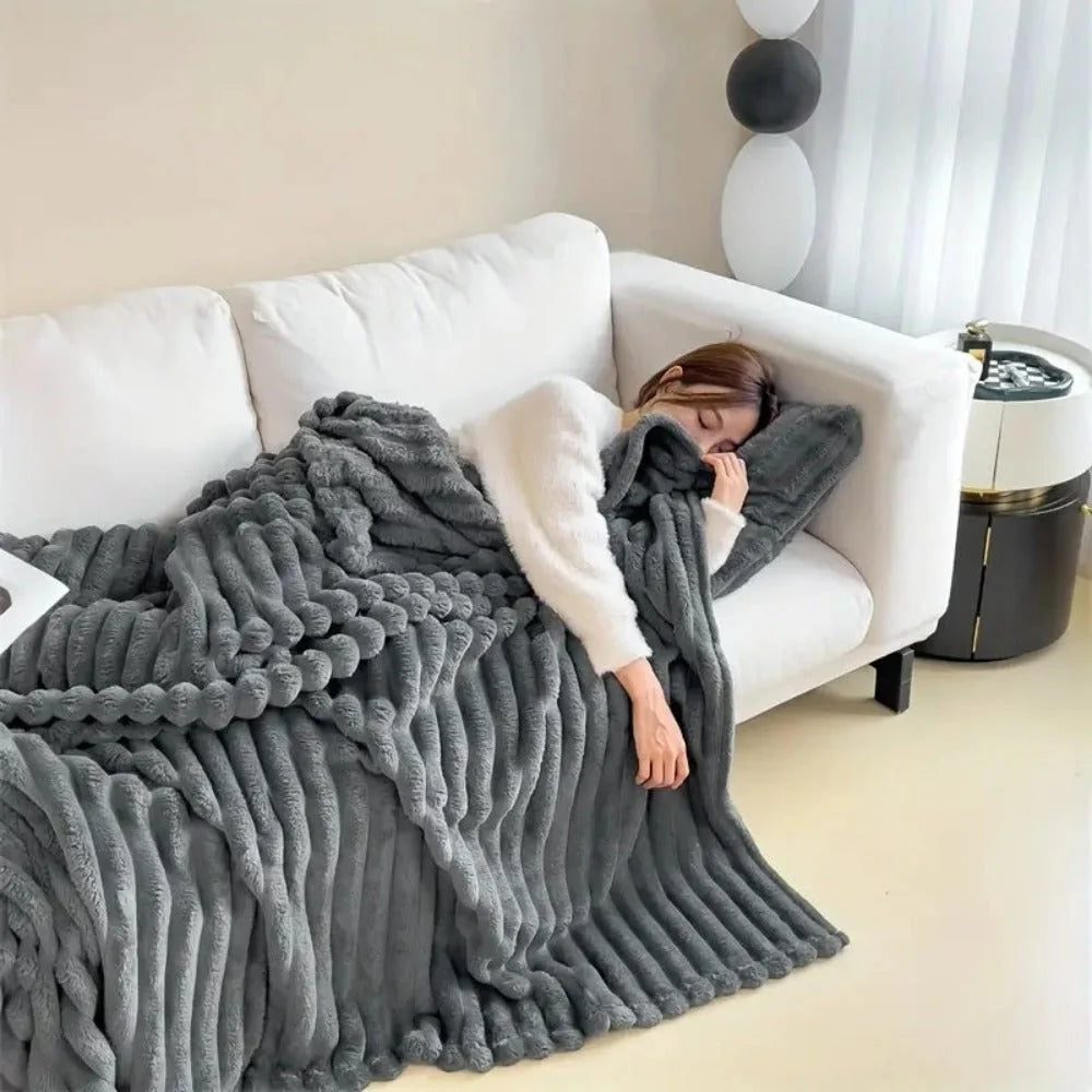 Raised Ribbed Throw Blanket