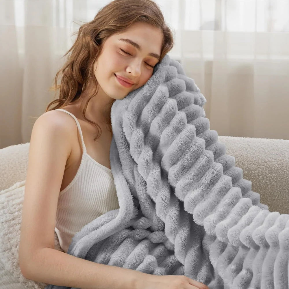 Raised Ribbed Throw Blanket