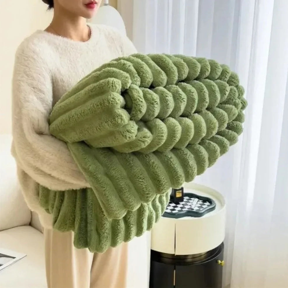 Raised Ribbed Throw Blanket