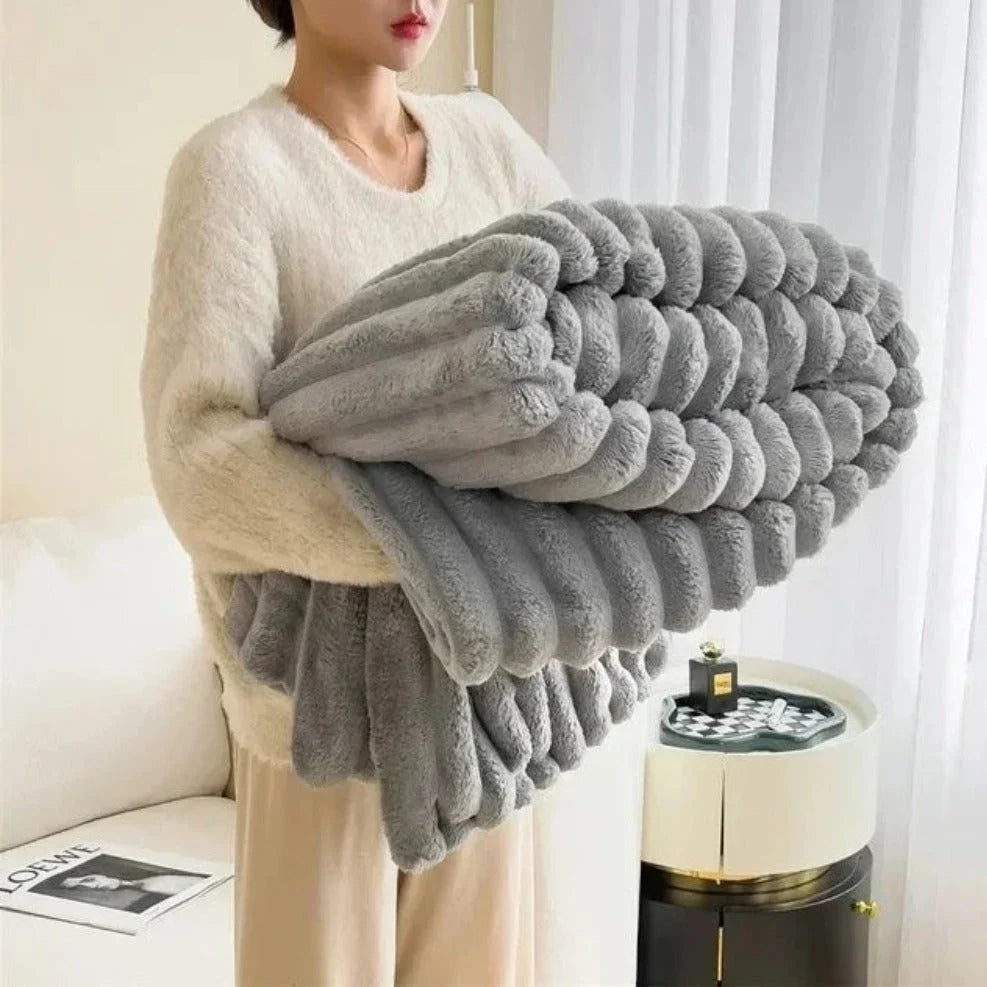 Raised Ribbed Throw Blanket