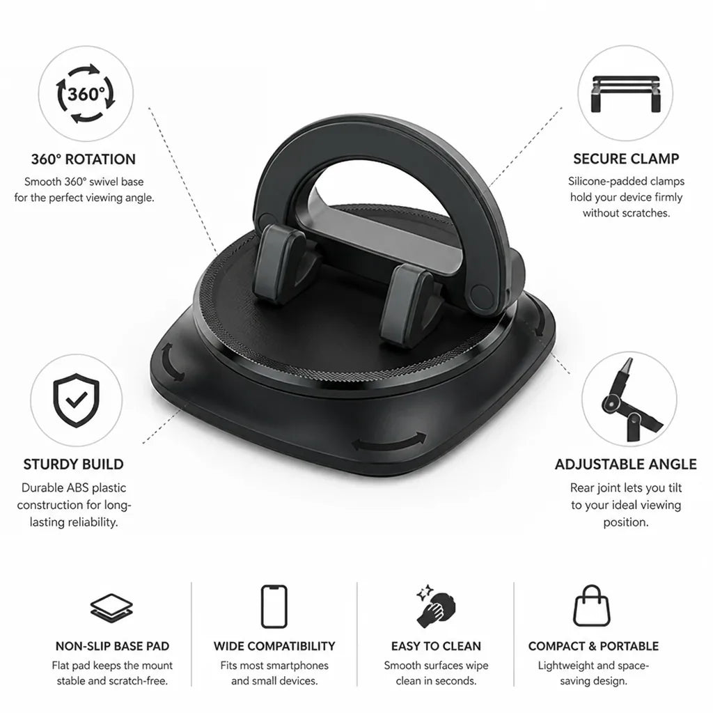 Smartphone Mount with 360° Rotatable Base