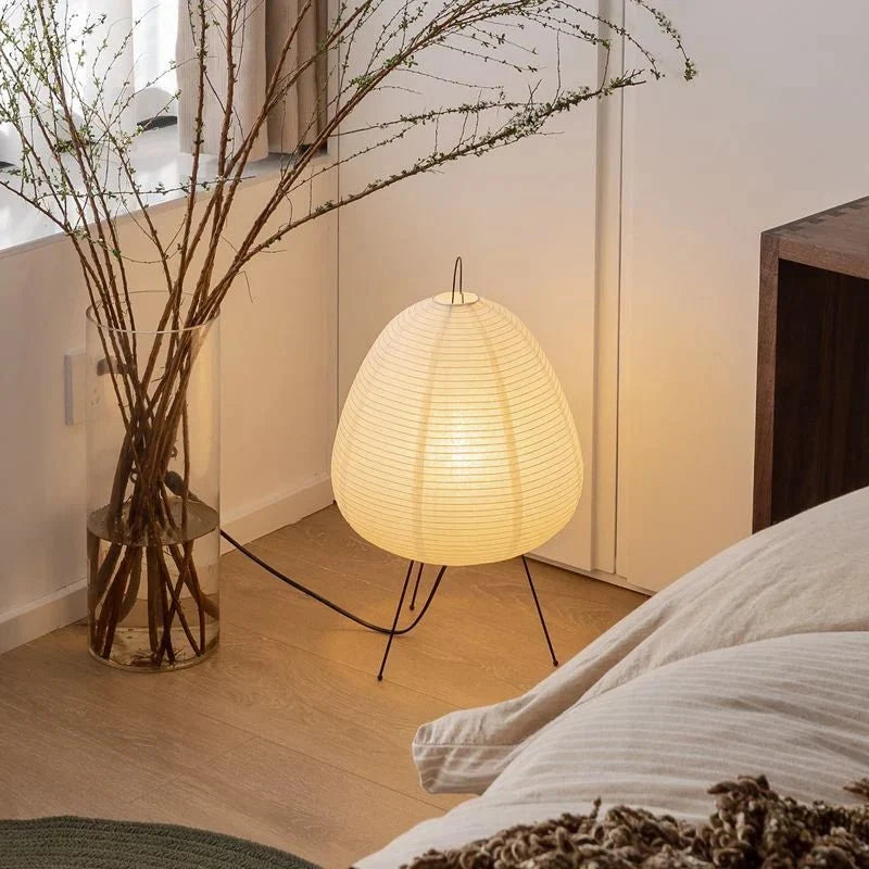 Table Lamp | Rice Paper Shade & Iron Base | 43 x 26 cm