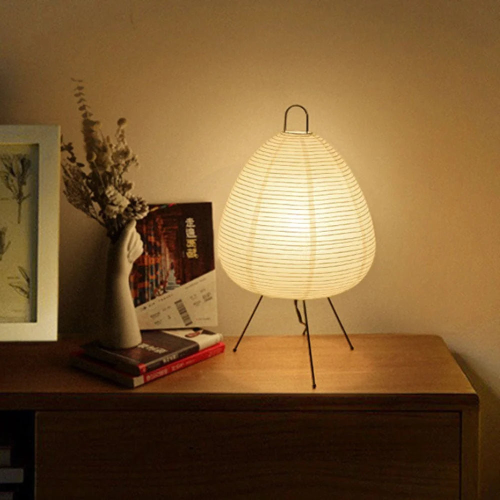 Table Lamp | Rice Paper Shade & Iron Base | 43 x 26 cm