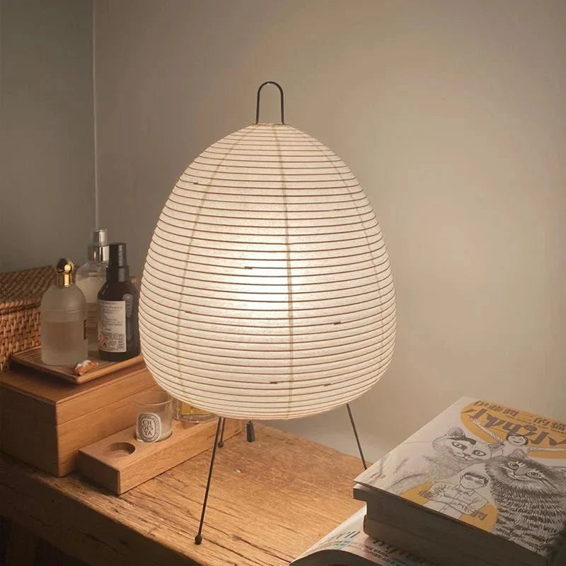 Table Lamp | Rice Paper Shade & Iron Base | 43 x 26 cm