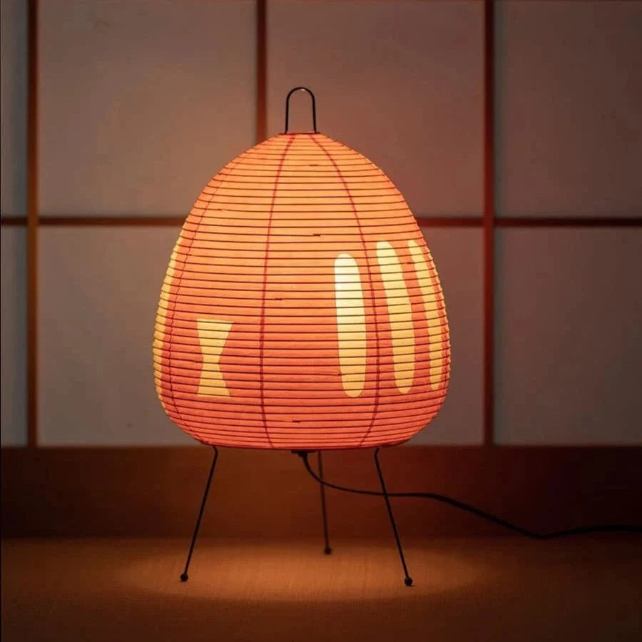 Table Lamp | Rice Paper Shade & Iron Base | 43 x 26 cm