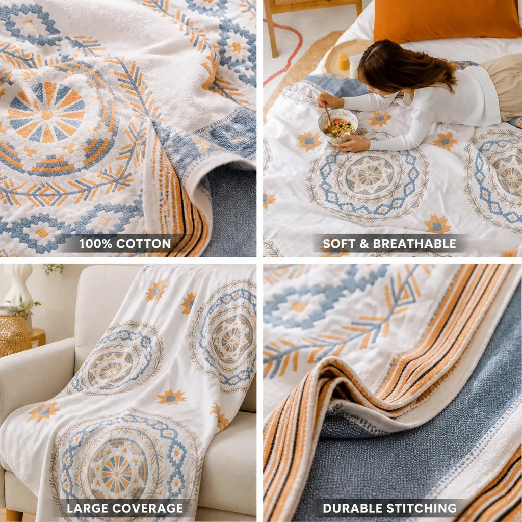 Throw Blanket with Mandala Pattern