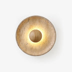Wall Lamp | Travertine & Wood Halo | 25 cm