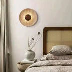 Wall Lamp | Travertine & Wood Halo | 25 cm