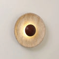 Wall Lamp | Travertine & Wood Halo | 25 cm