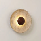 Wall Lamp | Travertine & Wood Halo | 25 cm