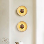 Wall Lamp | Travertine & Wood Halo | 25 cm