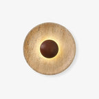 Wall Lamp | Travertine & Wood Halo | 25 cm