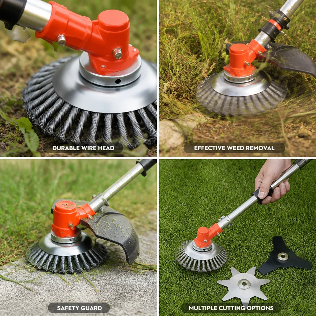 Weed Trimmer Attachment with Carbon Steel Wire Head