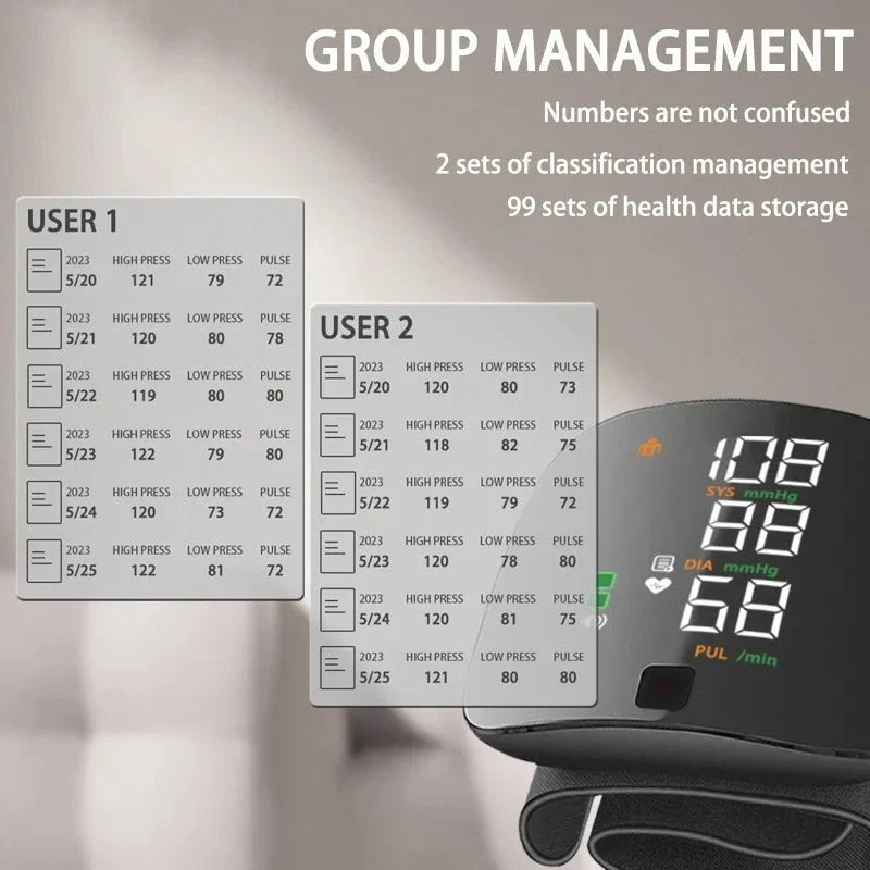 Wrist Blood Pressure Monitor | Voice Alerts & USB-C Rechargeable